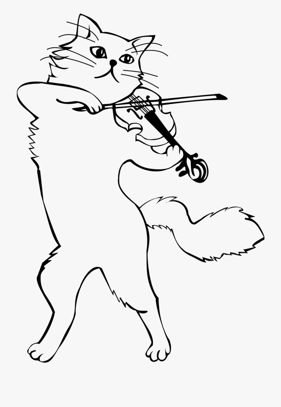 Cat Playing Violin Clipart, Transparent Clipart