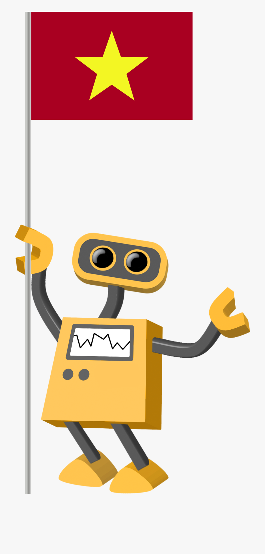 Robot With Stop Sign, Transparent Clipart