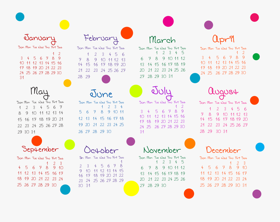 Transparent Colorful 2016 Calendar Png Image - Circle, Transparent Clipart