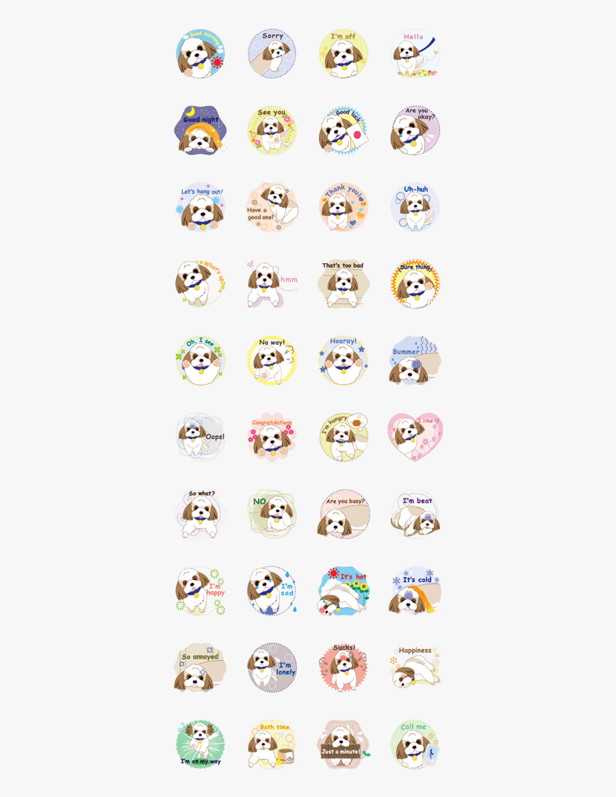 Energetic Shih Tzu Sticker, Transparent Clipart