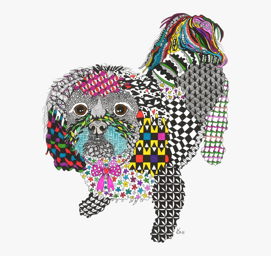 Zentangle Shih Tzu, Transparent Clipart