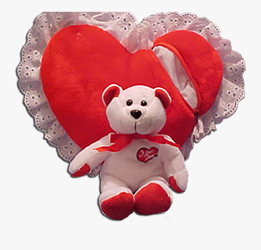 Back Of I Love Lucy Red Heart Pillow With Lace Trim - Teddy Bear, Transparent Clipart