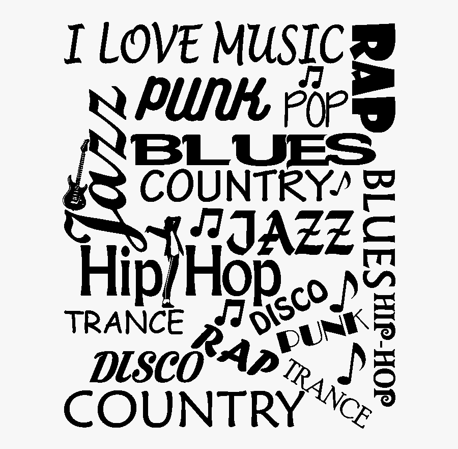 Sticker Citation Musique I Love Music Punk Rap Pop - Calligraphy, Transparent Clipart