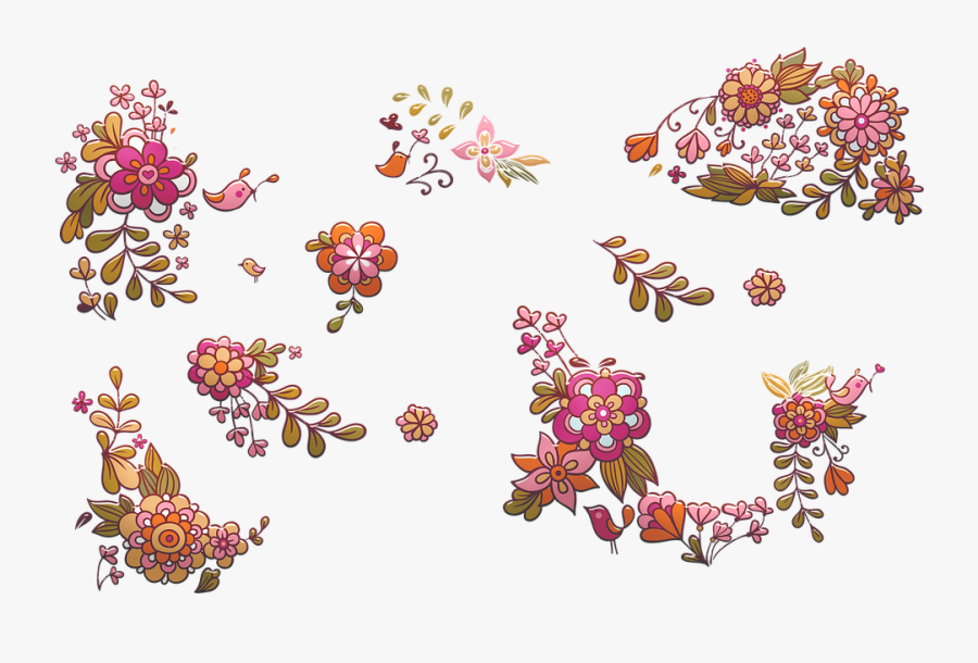 Flower Clusters, Birds, Floral, Wedding, Flower, Pink, Transparent Clipart