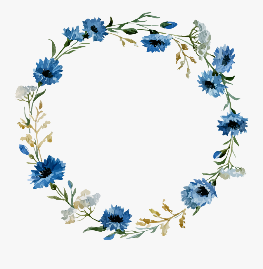 Blue Flower Frame Png, Transparent Clipart