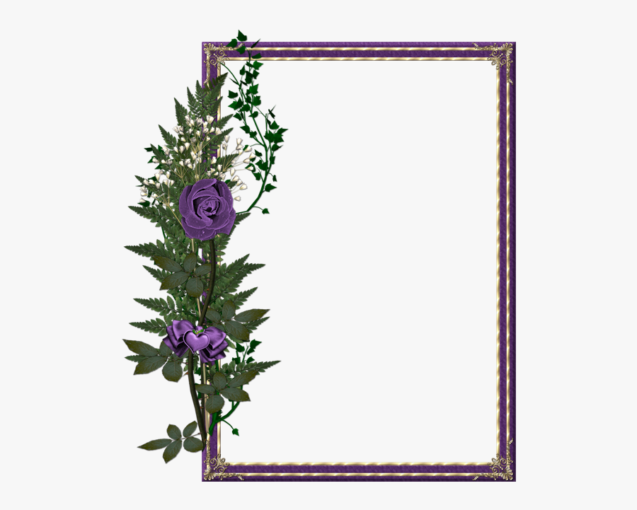Purple Rose Clipart Frame - Transparent Purple Rose Frame, Transparent Clipart