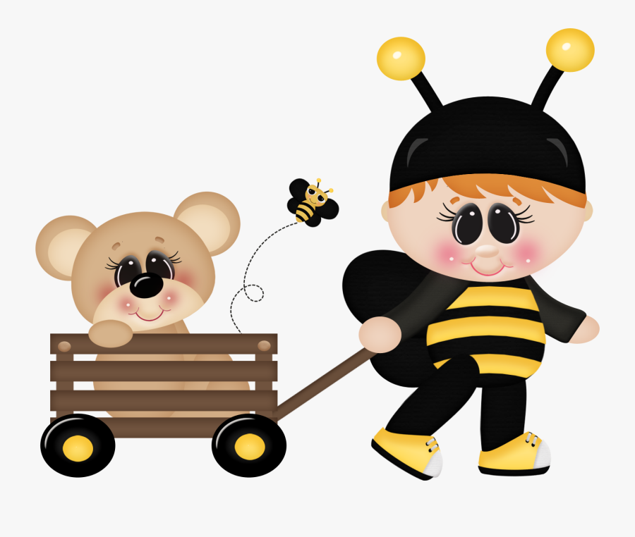 2 Borboletas & Joaninhas Bumble Bee Clipart, Clipart - Topo De Abelha Bolo, Transparent Clipart