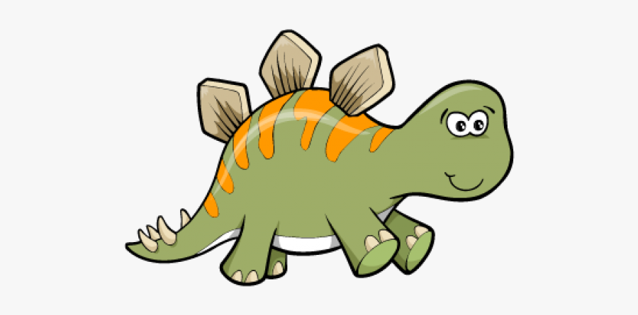 Baby Dinosaur Cartoon - Green And Orange Dinosaur, Transparent Clipart