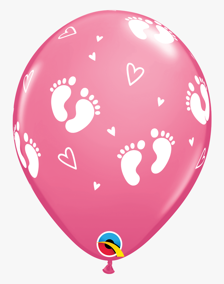 Baby Footprints & Hearts - Blue Balloon For Baby, Transparent Clipart