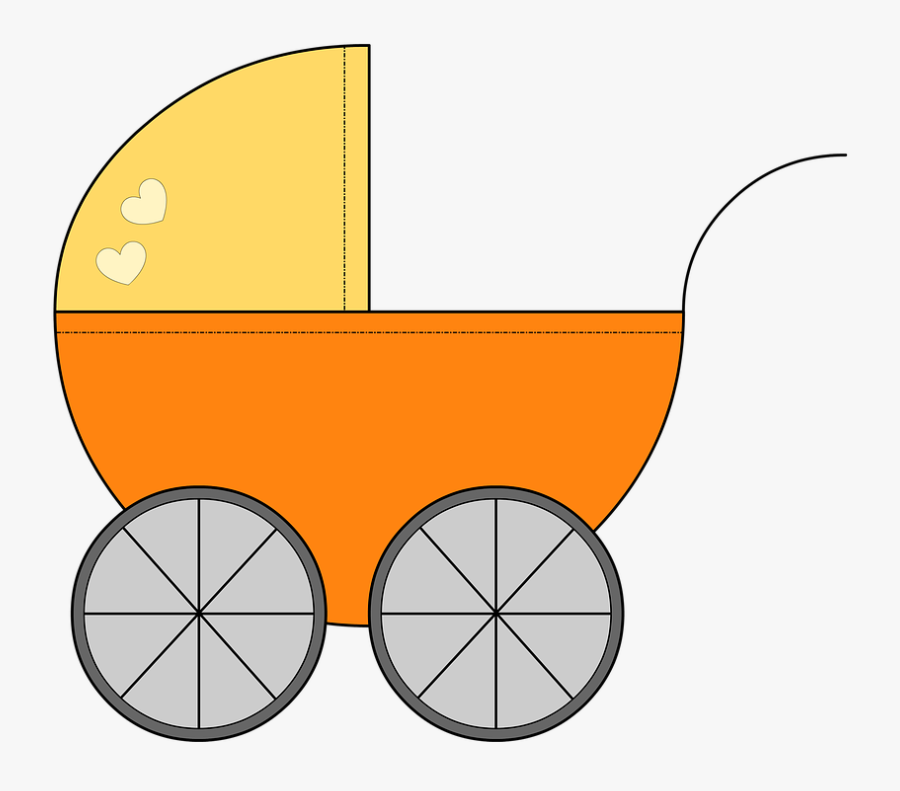 Cart, Baby Carriage, Yellow, Orange, Child, Baby, Son - Infant, Transparent Clipart