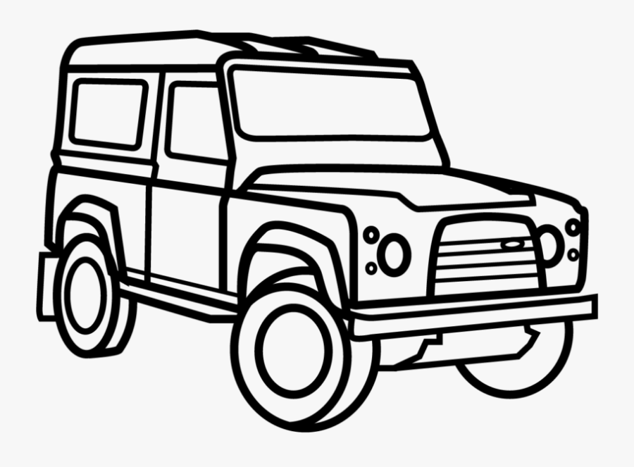 Transparent Defender Clipart - Line Drawing Land Rover, Transparent Clipart