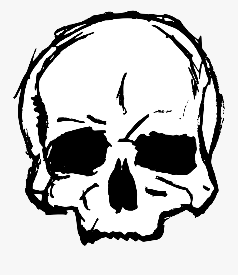 Head,line Art,jaw,clip Art,illustration,black And White,stencil - Skull Drawing Transparent, Transparent Clipart
