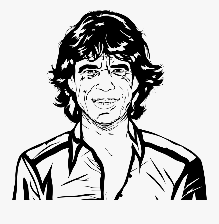 Mick Jagger Line Art Portrait Clip Arts - Art Painted Mick Jagger, Transparent Clipart