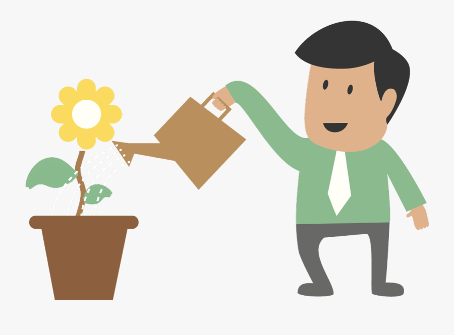Grow Teamwork Collaboration - Businessman Watering Plant, Transparent Clipart