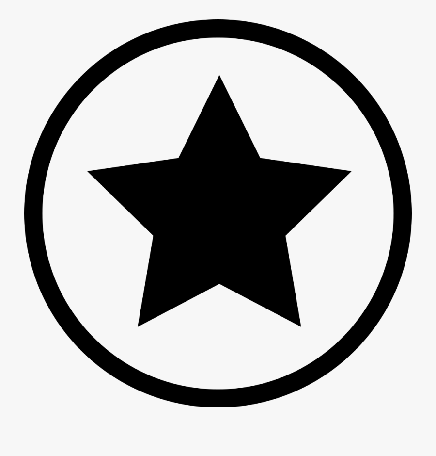 Star Black Shape In A Circle Outline Favourite Interface - Helicopter Bulldozer, Transparent Clipart