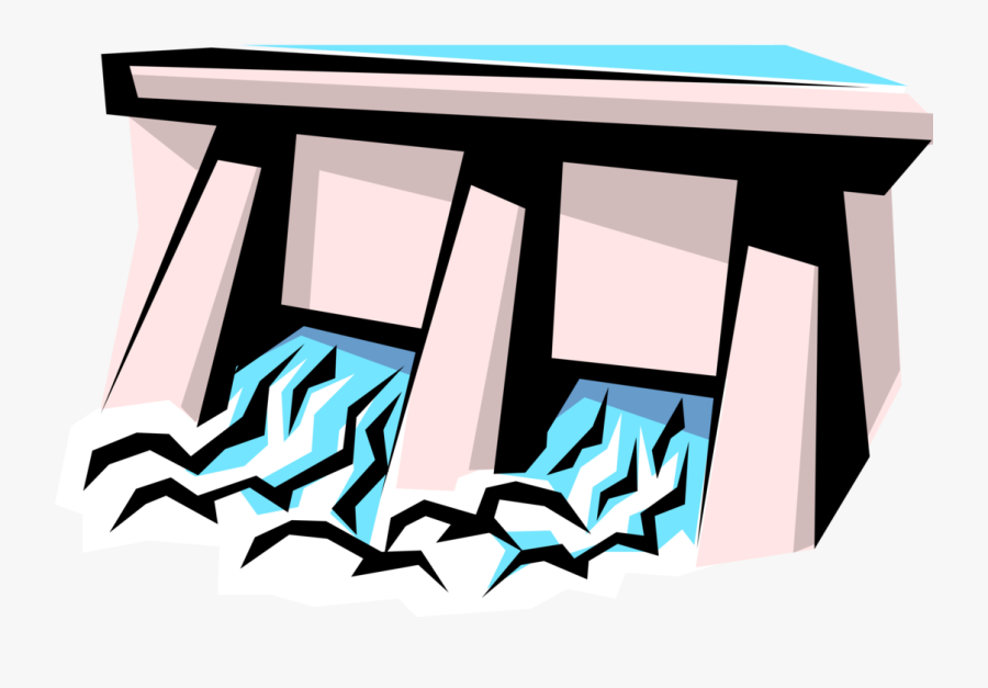 Vector Illustration Of Hydroelectric Power Generation - Dam Clip Art, Transparent Clipart