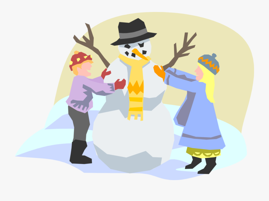 Vector Illustration Of Children Playing Outdoors Making - Illustration, Transparent Clipart