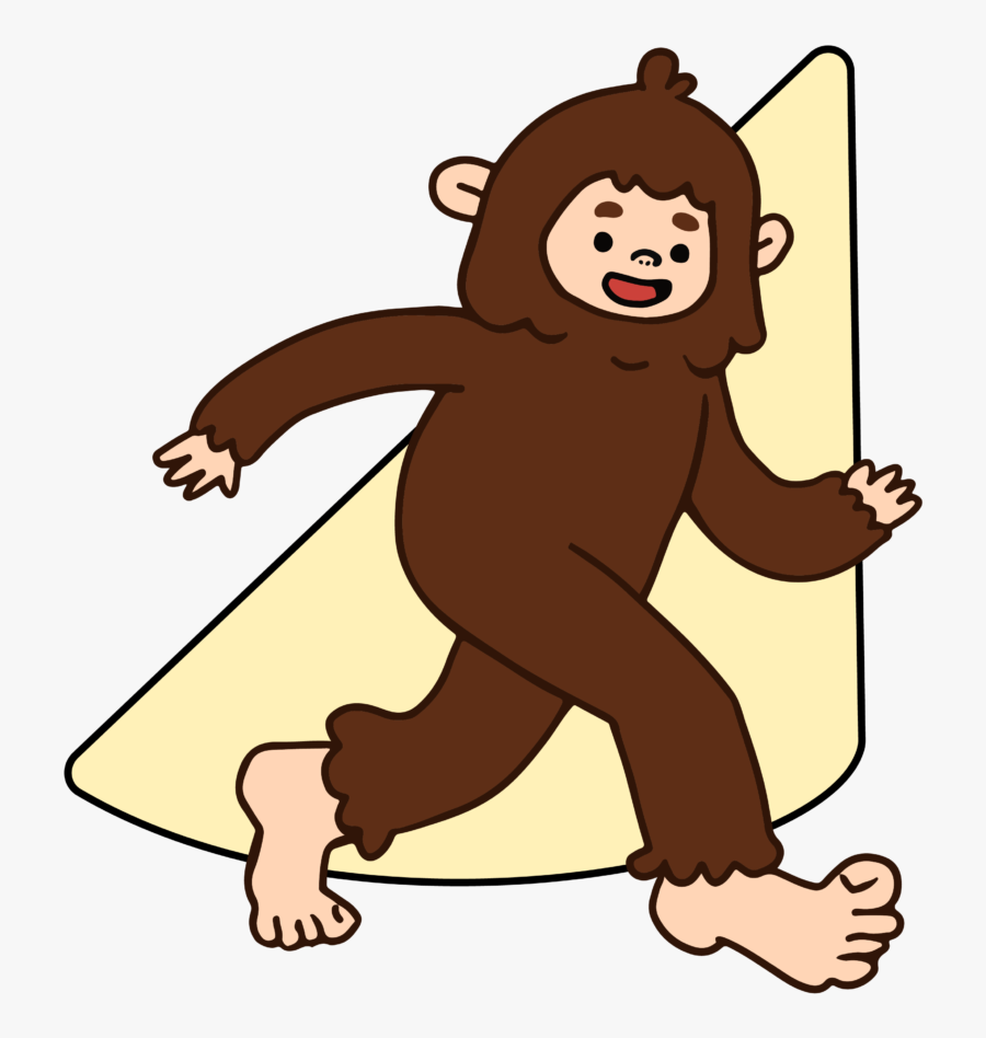 Sasquatch Walking Through Spotlight - Cartoon, Transparent Clipart