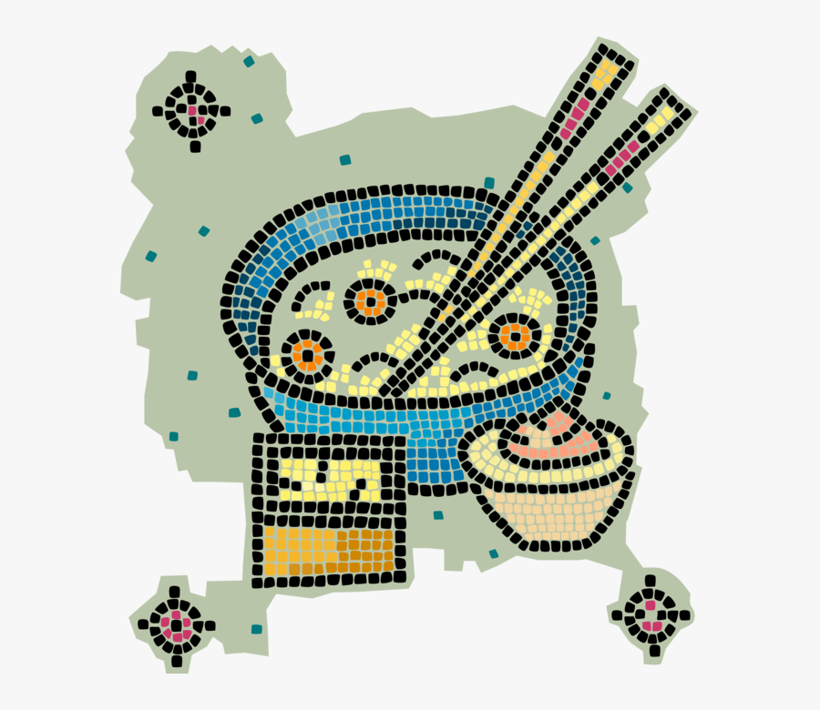 Vector Illustration Of Decorative Mosaic Chinese Rice, Transparent Clipart