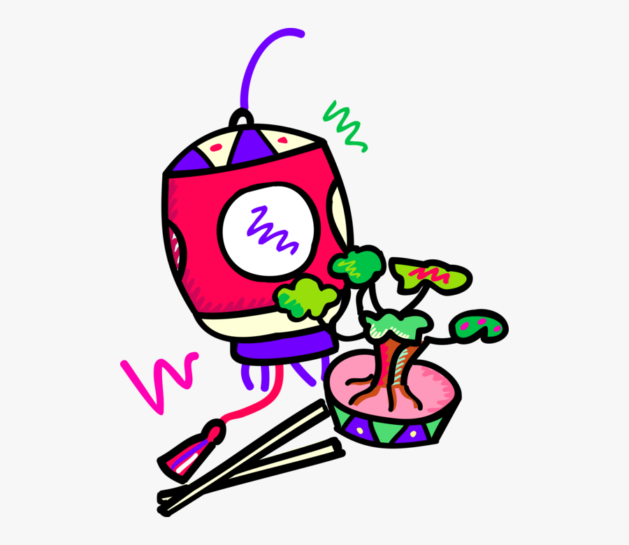 Vector Illustration Of Japanese Chopsticks With Bonsai, Transparent Clipart