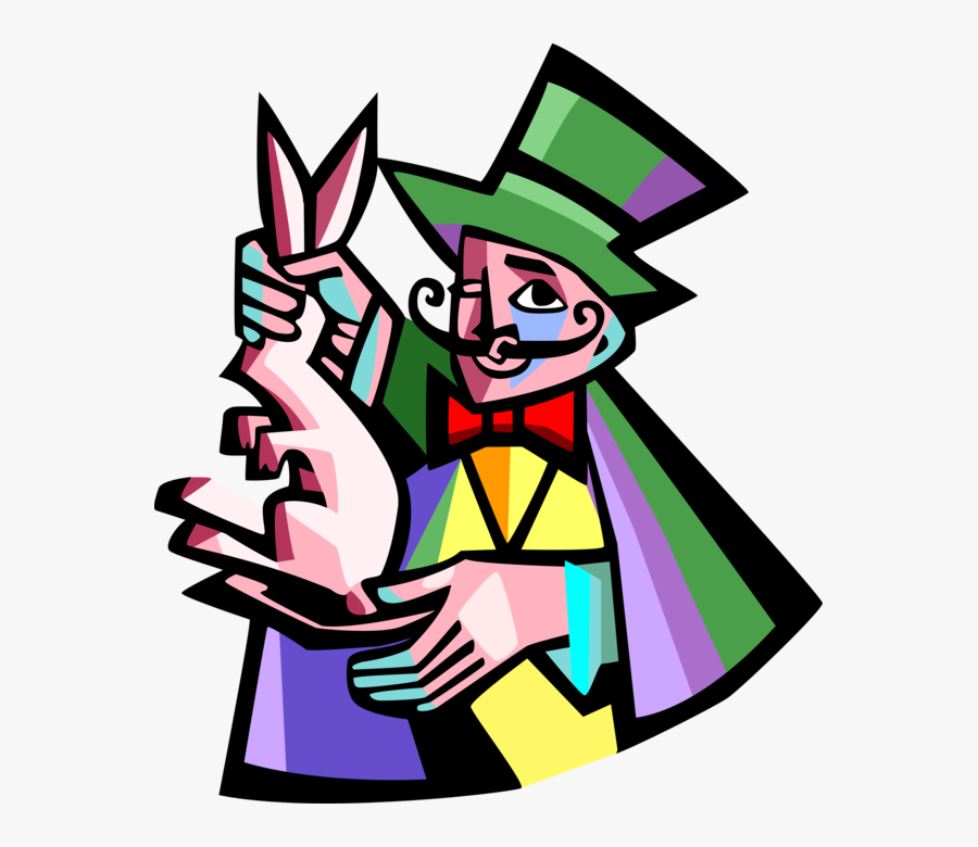Vector Illustration Of Magician Pulls Rabbit Out Of, Transparent Clipart
