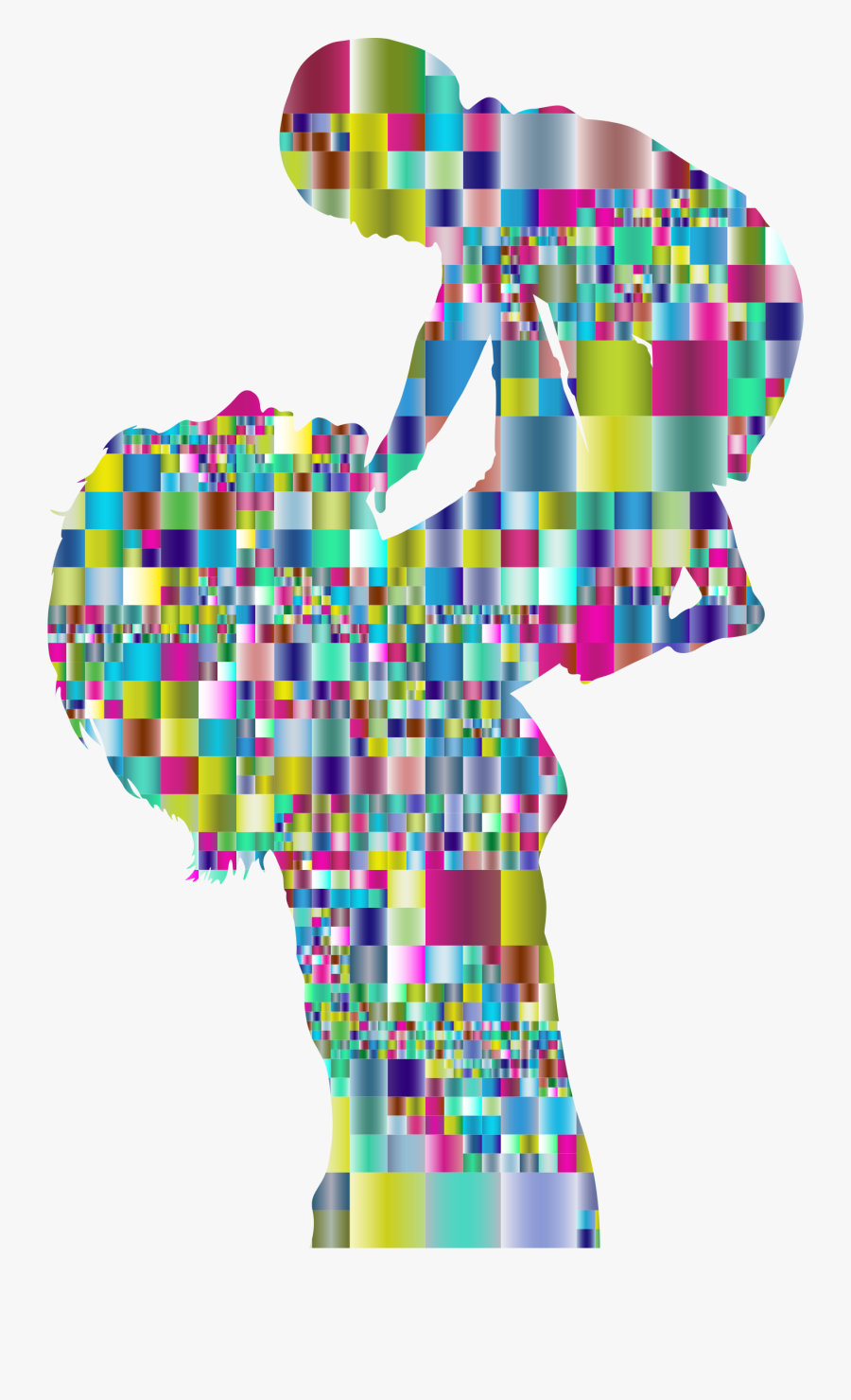 Prismatic Mosaic Mother And Baby Silhouette 2 Clip - Mosaic Of A Mother, Transparent Clipart