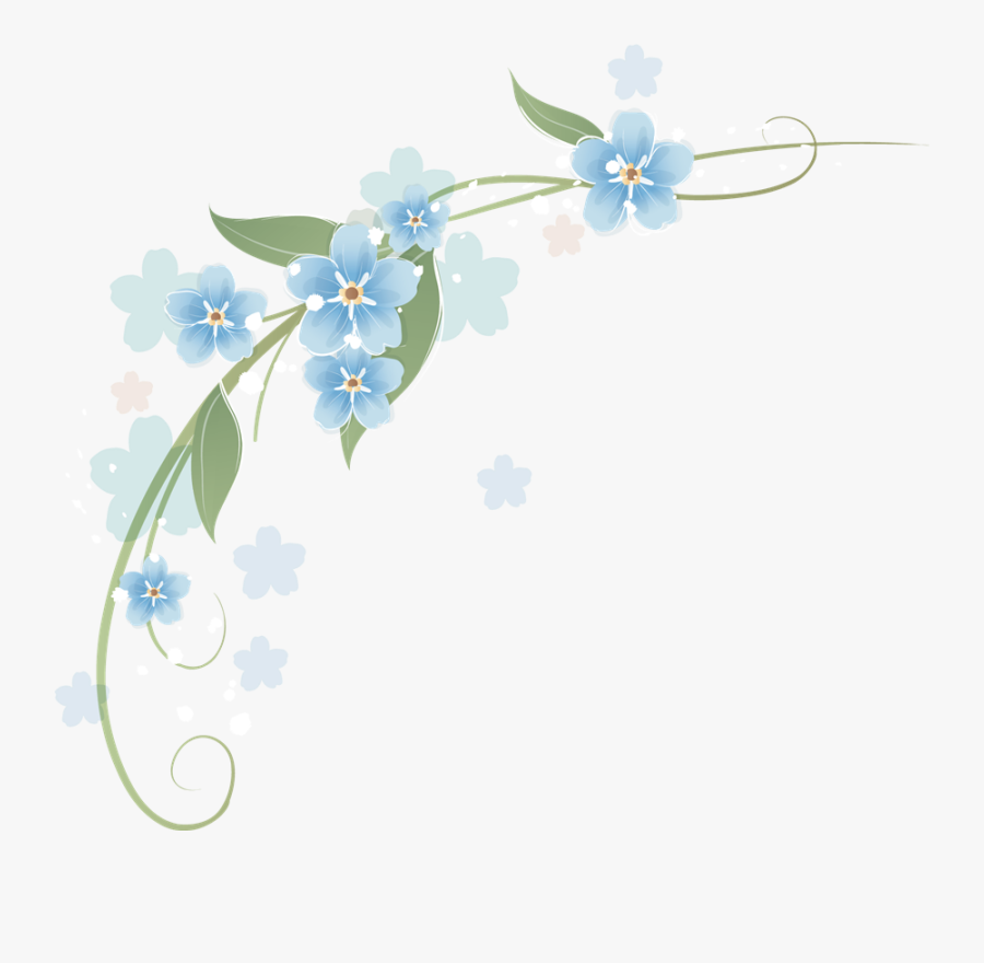 Фотки Flower Bar, Watercolor Art, Flower Border Clipart, - Molduras Flores Azuis Png, Transparent Clipart