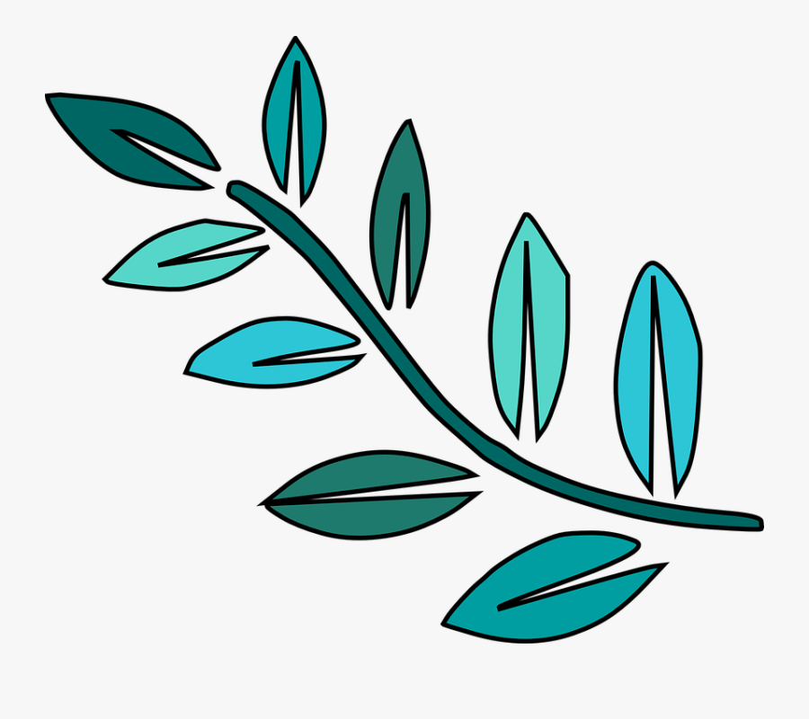 Leaf, Leaves, Teal, Floral, Twig, Branch - Clip Art Teal Leaf, Transparent Clipart