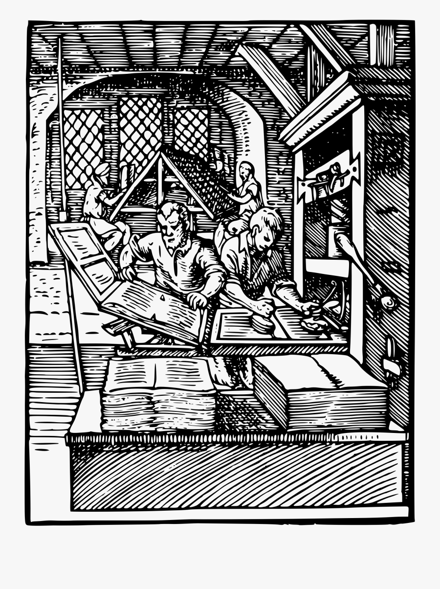 Early Printing Clip Arts - Early Modern Printing Press, Transparent Clipart