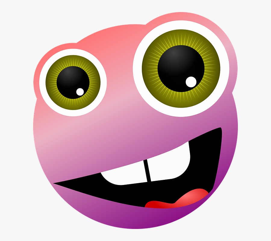 Smiley, Graphic, Crazy, Color, Face, Big Eyes - Crazy Smiley Creepy Funny, Transparent Clipart