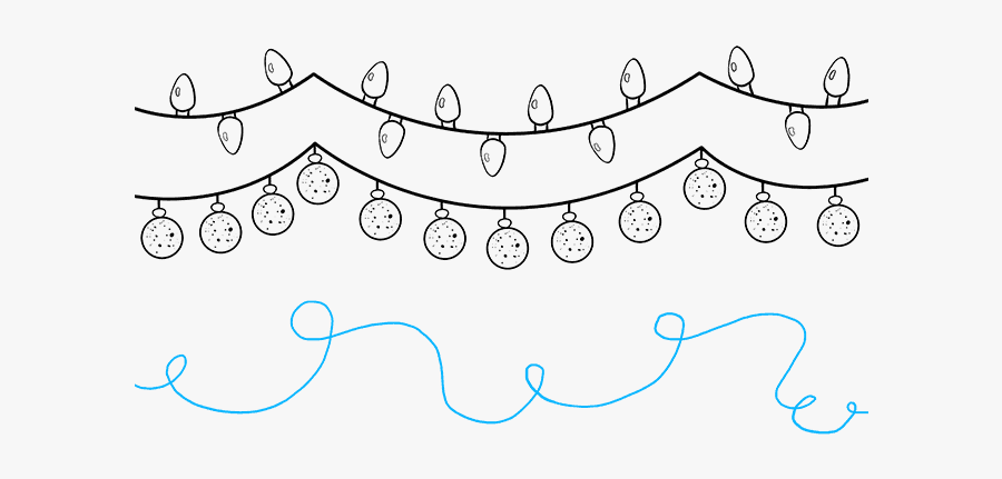 How To Draw Christmas Lights - Xmas Lights Drawing Png, Transparent Clipart