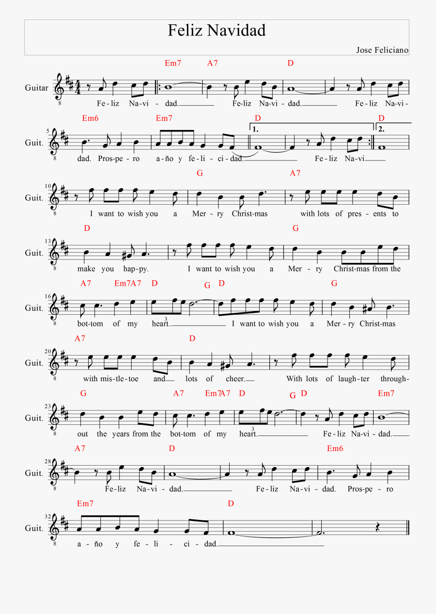 Clip Art Feliz Navidad Translation - Sao The First Town Sheet Music, Transparent Clipart