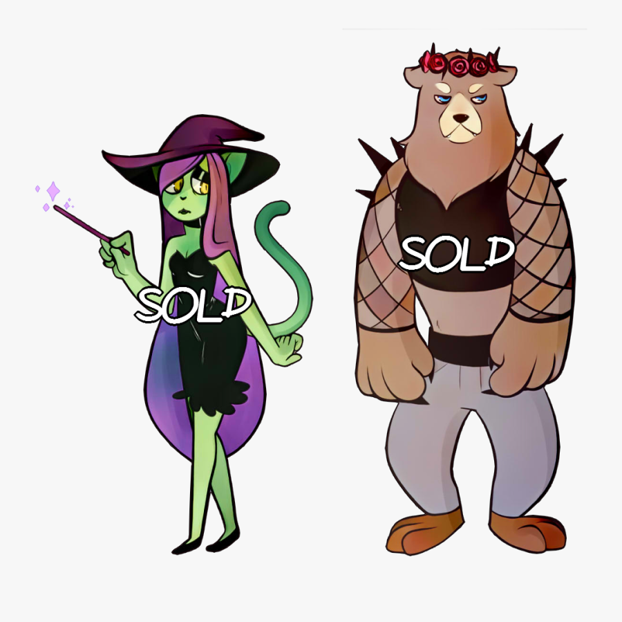 A Misfortunate Witch And A Gothic Bear - Cartoon, Transparent Clipart