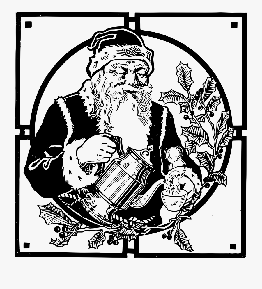 Santa With Coffee Clip Arts - Illustration, Transparent Clipart