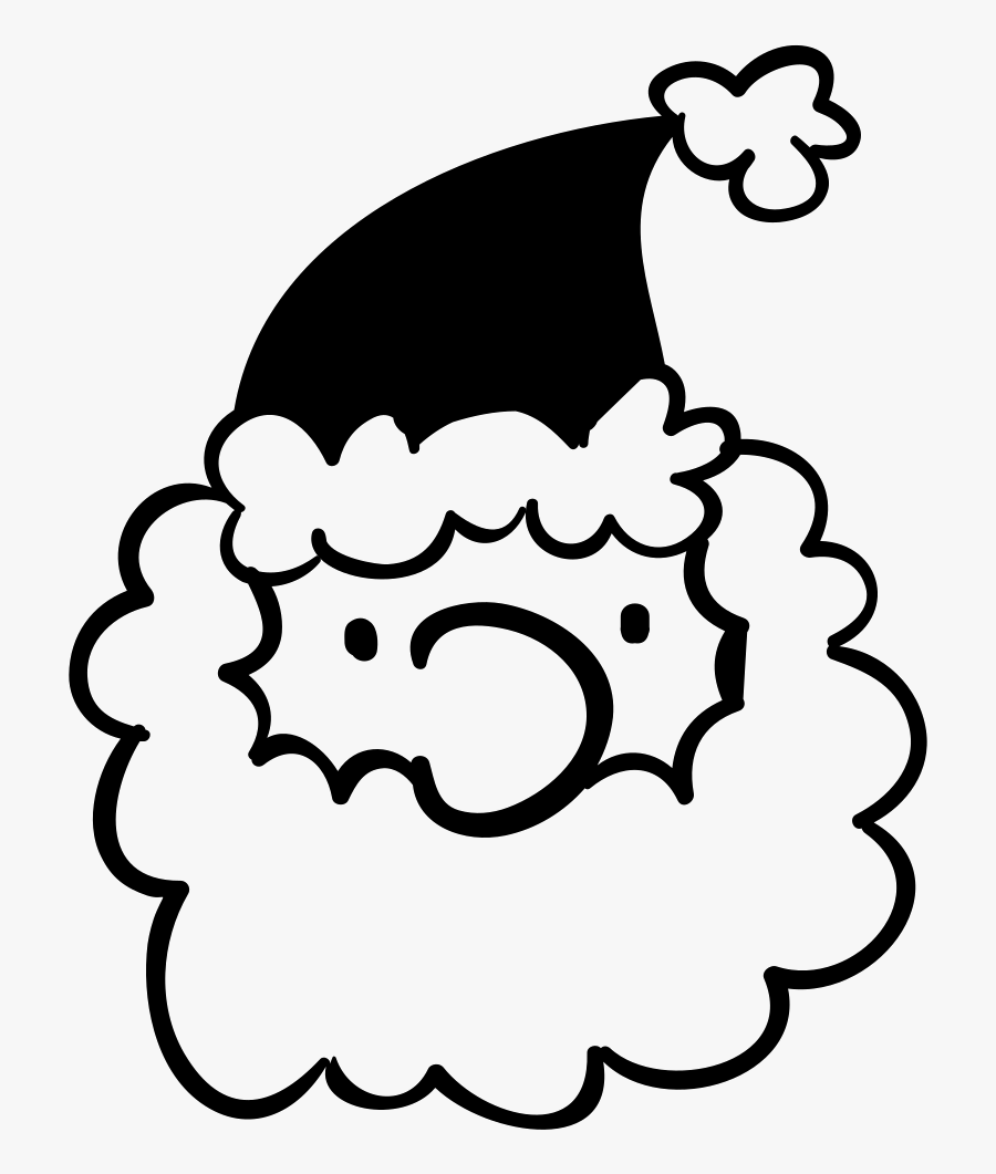 Santa"s Head Wirh Curly Beard - Santa Claus, Transparent Clipart