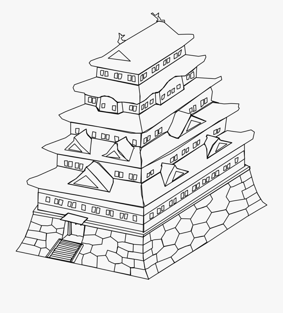 Edo Castle - Japanese Castle Coloring Page, Transparent Clipart