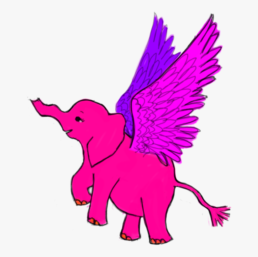 #flyingelephant #baby #calf #colorful #cute #elephant - Cartoon, Transparent Clipart