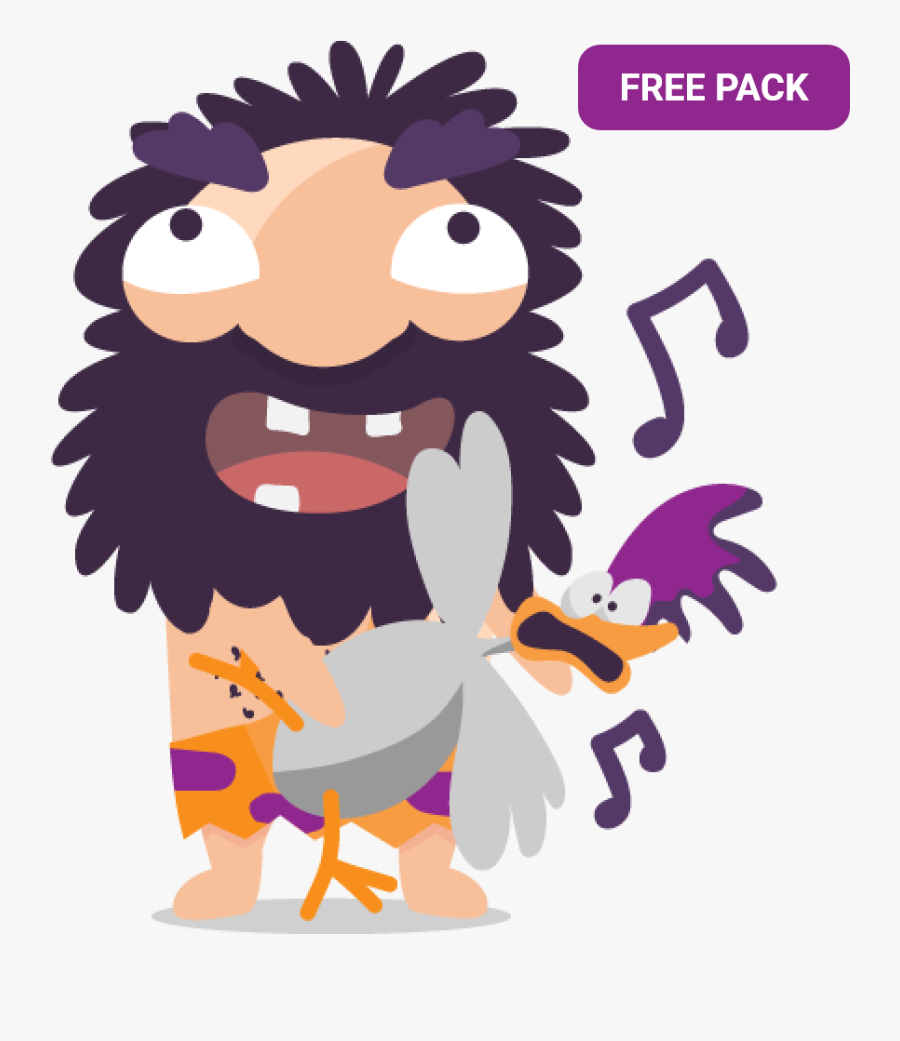 Cave Man Free Stickers Pack - Man On Beach Emoji, Transparent Clipart