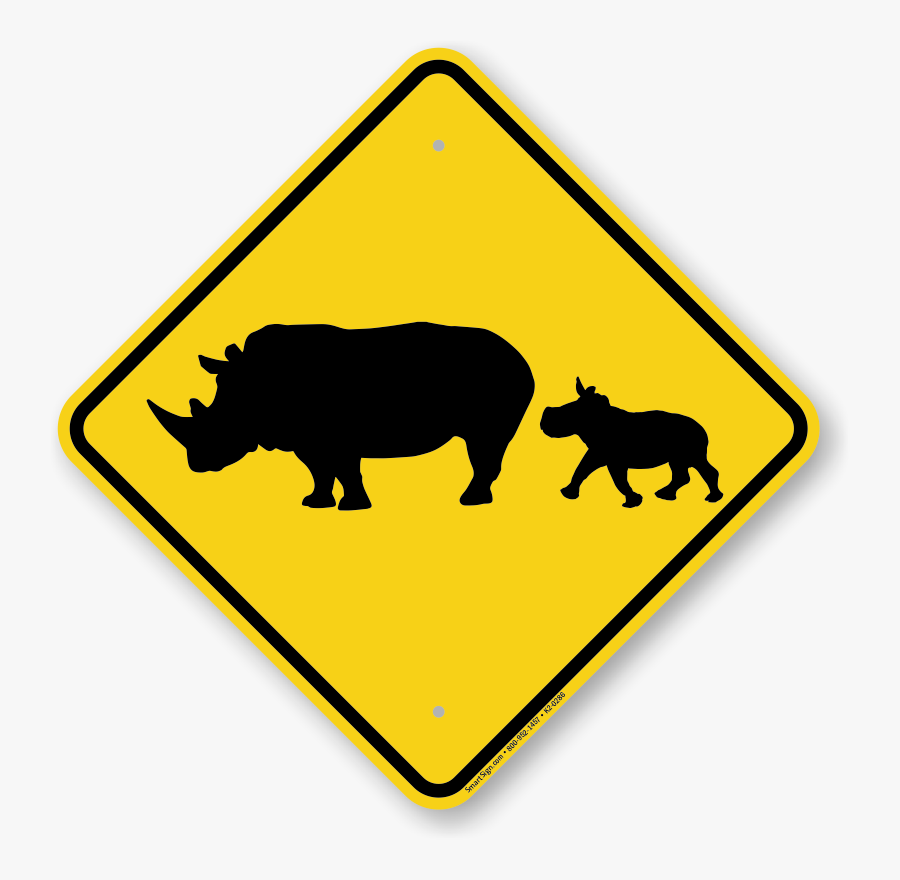 Rhinoceros With Calf Crossing Sign - Save The Chubby Unicorns, Transparent Clipart