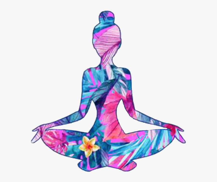 #sticker #yoga #yogaposes #colorful #tropical #flower - Yoga Sticker, Transparent Clipart