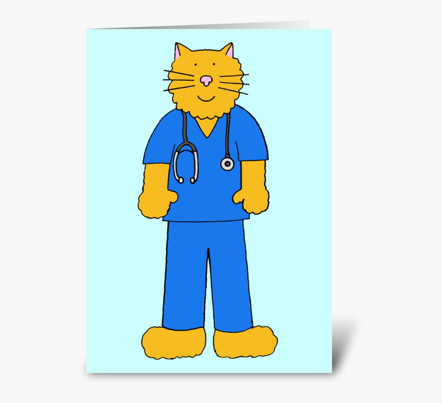 Happy Nurses Day Cat In Scrubs - Cartoon, Transparent Clipart