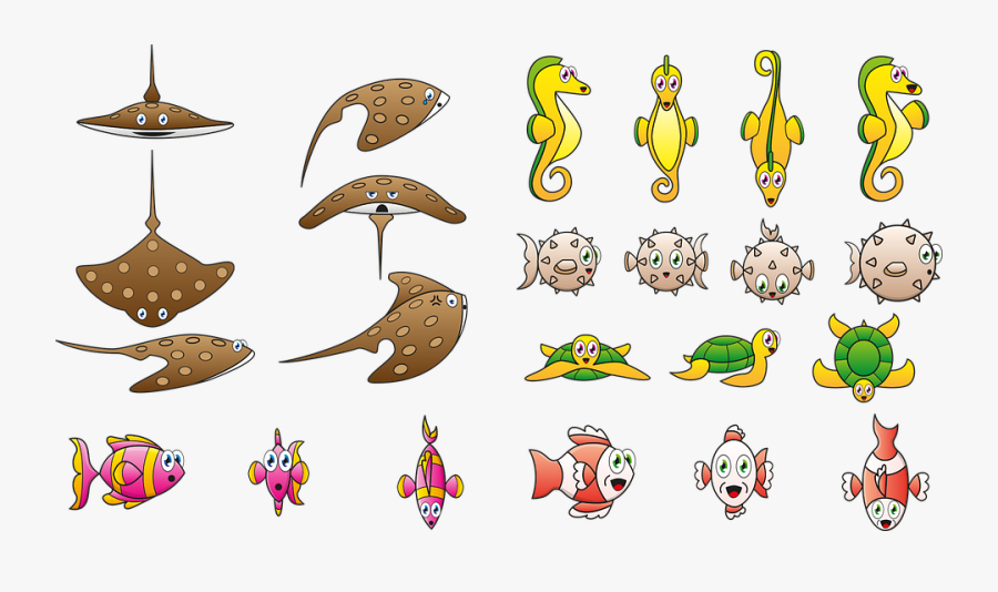 Caricature, Fish, Animal, Seahorse, Ocean, Puffer Fish, Transparent Clipart