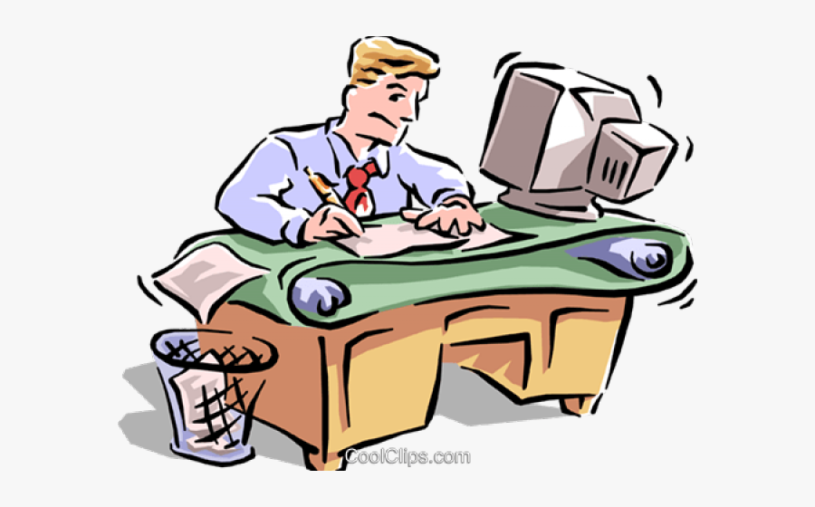 Working Hard At Desk , Transparent Cartoons - Working Hard At Desk, Transparent Clipart