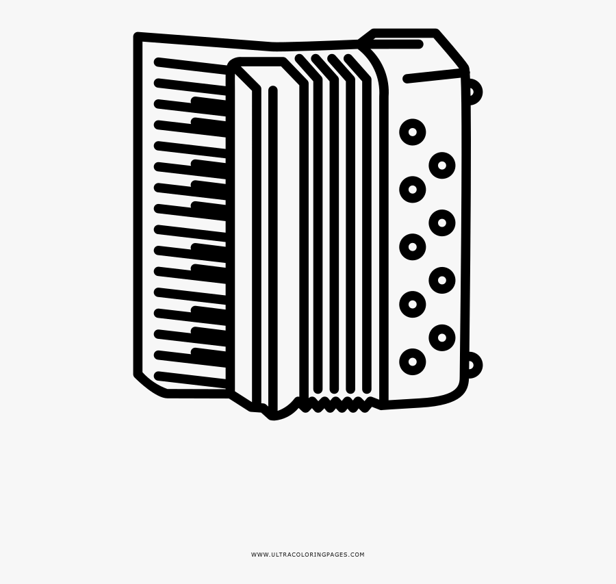 Accordion Coloring Page - Accordion Clipart Black And White, Transparent Clipart