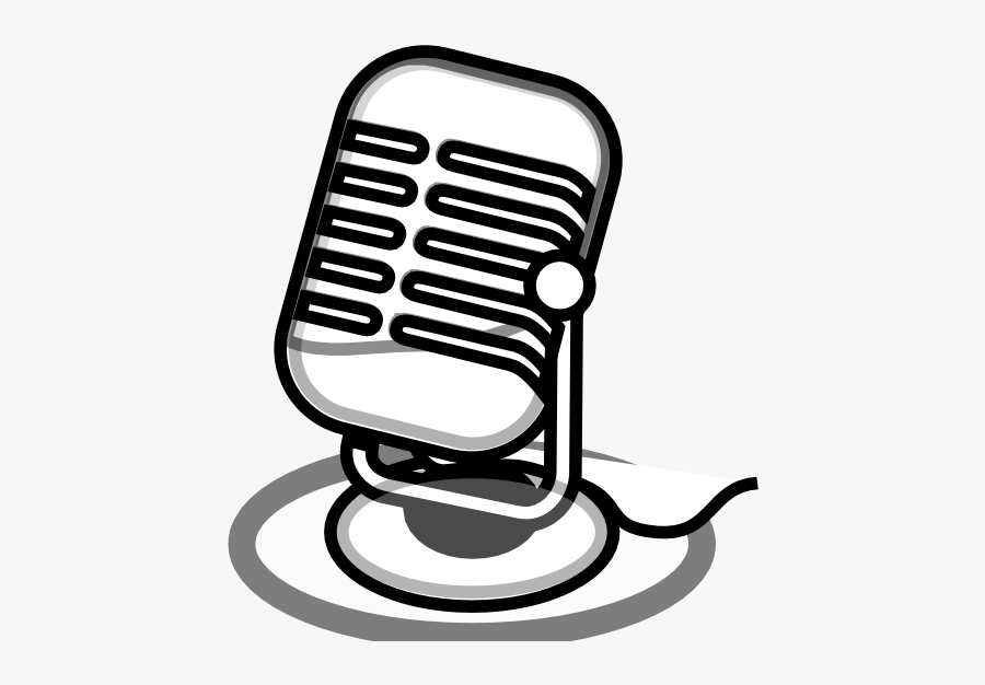 Audio Input Microphone Black White Line Art 555px - Mic Clipart Black And White, Transparent Clipart