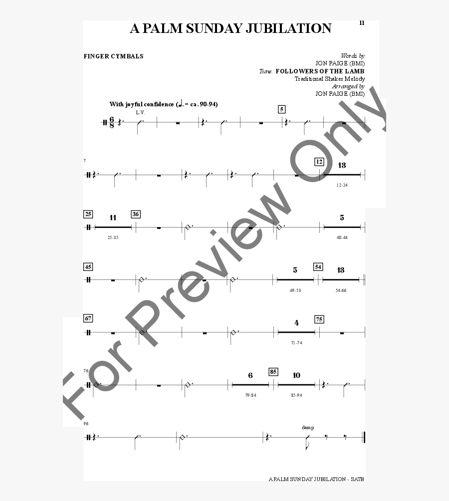 A Palm Sunday Jubilation Thumbnail - Sheet Music, Transparent Clipart