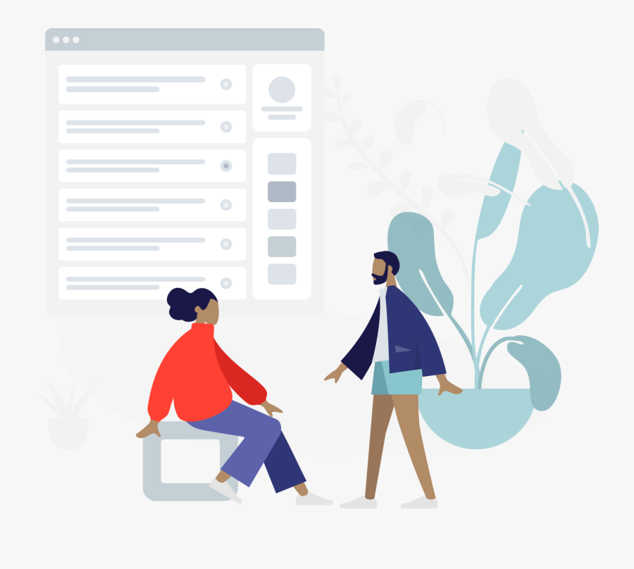 Man And Woman Sharing Knowledge Through Kollate - Illustration, Transparent Clipart