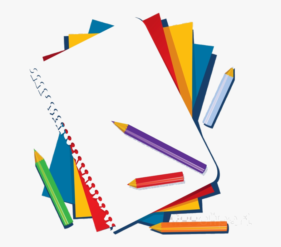 Pencil And Paper Rentre Scolaire Clipart Notebook Clip - Paper And Color Pencil Clipart, Transparent Clipart