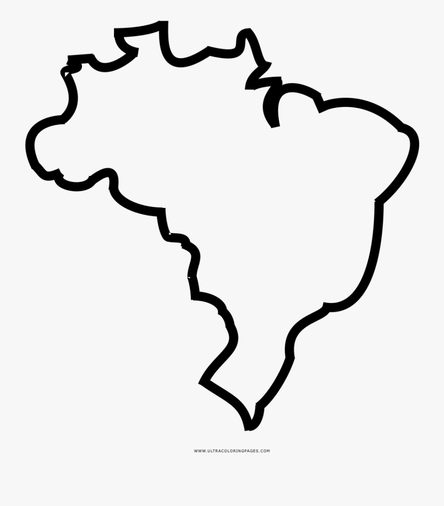 Brazil Coloring Page - Brazil Map Line Vector, Transparent Clipart