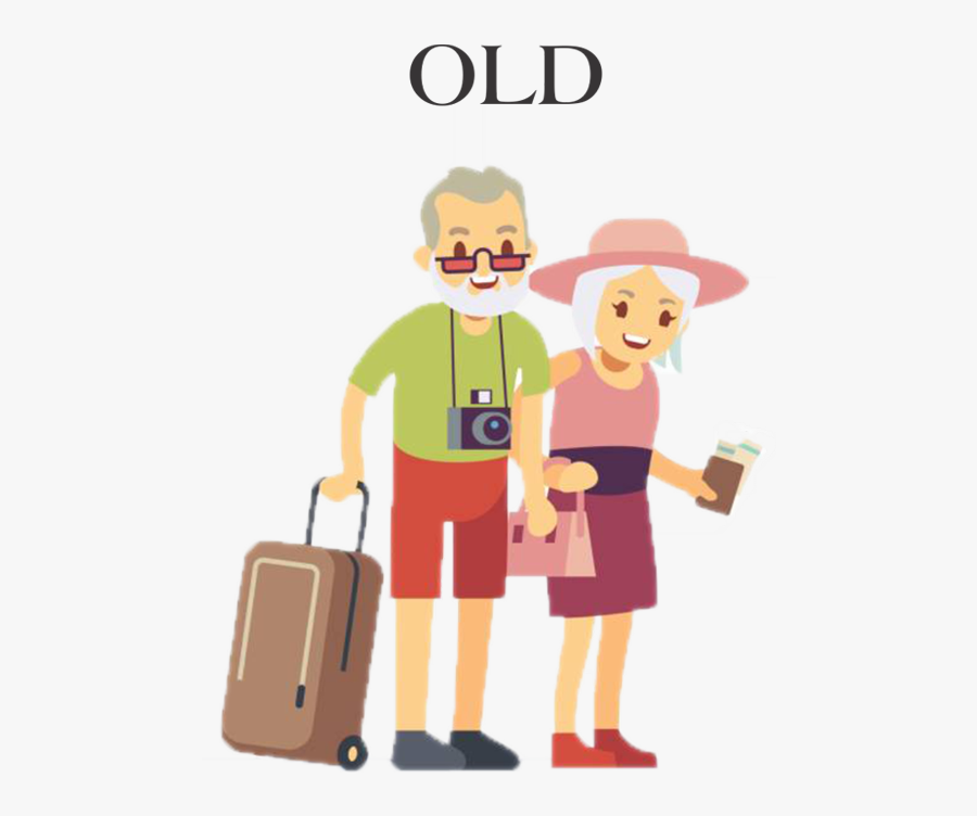 Old People Travelers, Transparent Clipart